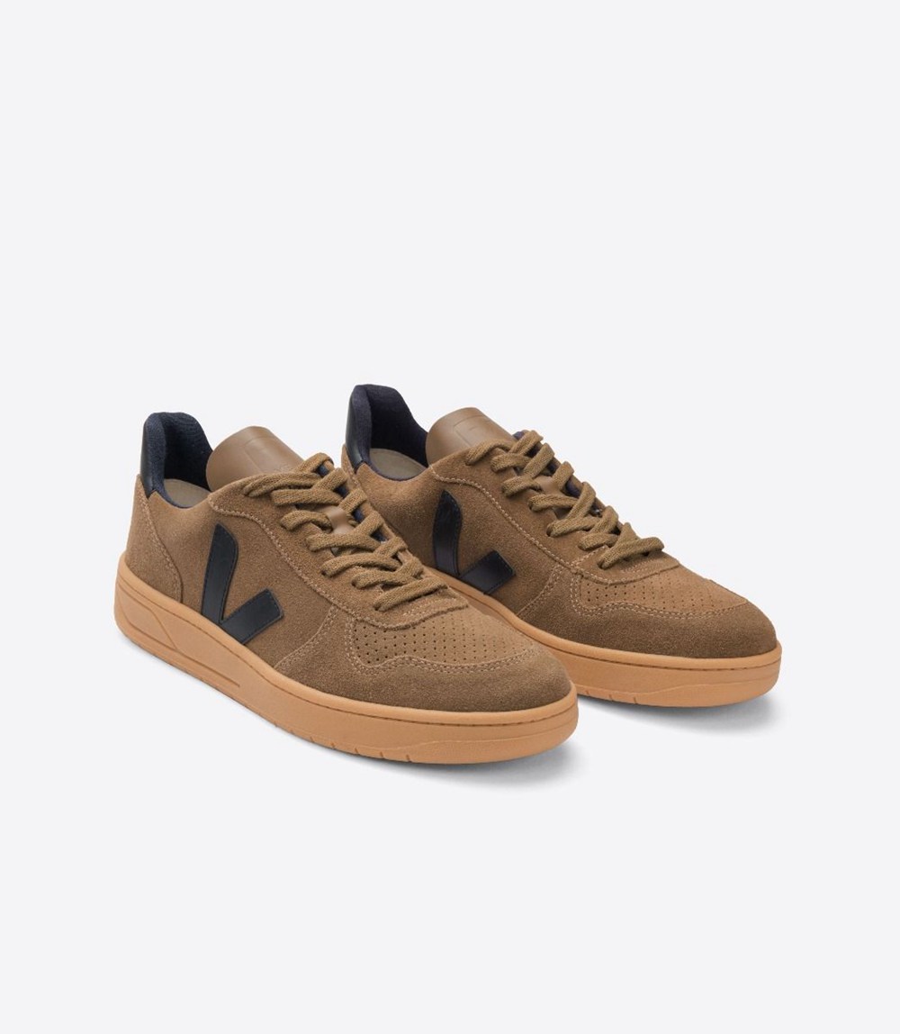 Tenis Veja Hombre - V-10 Suede - Marrom/Negros - 805OZVBTM